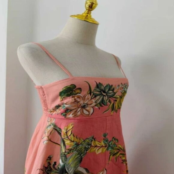 ALEMAIS Papaya floral-print flax midi dress - Picture 3 of 7